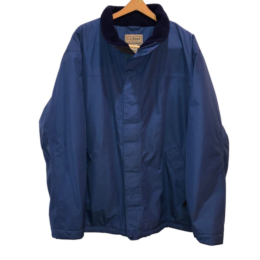 Vintage L L Bean Mens Size XXL Tall Blue Fleece Lined Full Zip Jacket